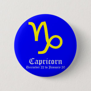CAPRICORN ASTROLOGIC SIGN, SYMBOL ZODIAC 2 INCH ROUND BUTTON