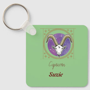 Capricorn astrological sign /editable name keychain