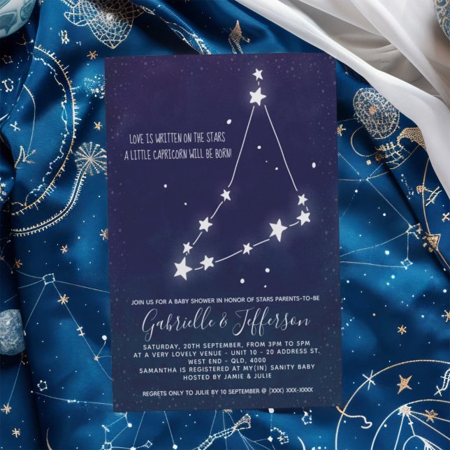 Capricorn Astrology Baby Shower Invitation (Celebrate with the star sign your little one will be born under. Nature takes its course.)
