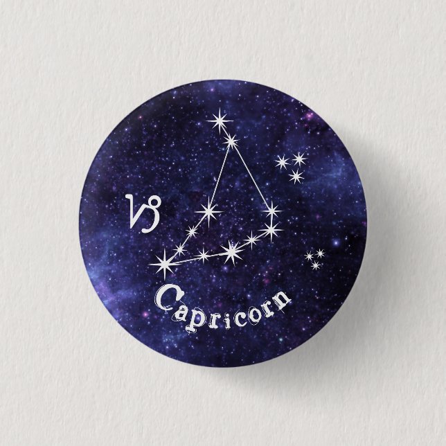 Capricorn Badge, Zodiac Horoscope Badge 1 Inch Round Button (Front)
