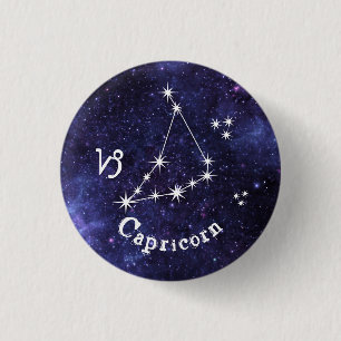 Capricorn Badge, Zodiac Horoscope Badge 1 Inch Round Button