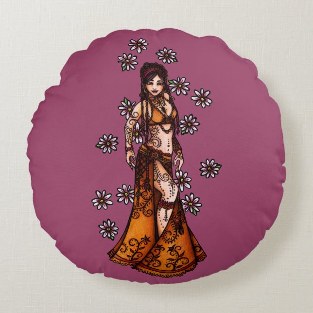 Capricorn Belly Dancer Goddess Zodiac Bellydance   Round Pillow (Front)