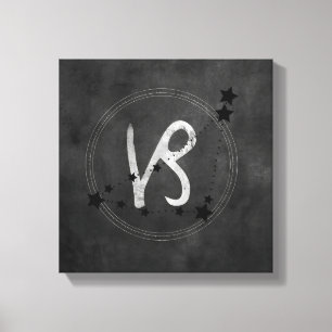 Capricorn black and silver zodiac constellation canvas print