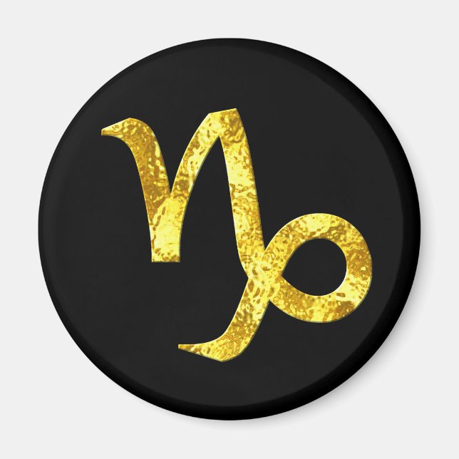 capricorn-black-gold-round-magnets magnet (Front)