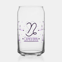 Capricorn Can Glass Zodiac Drinkware