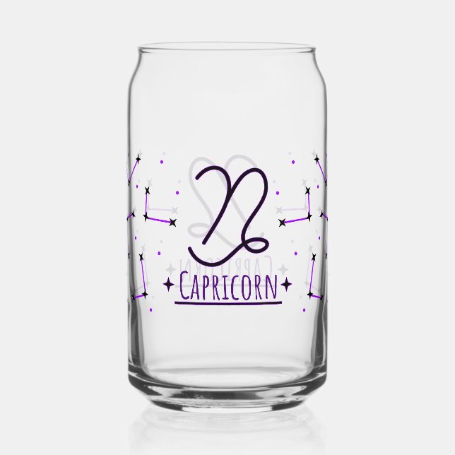 Capricorn Can Glass Zodiac Drinkware (Front)