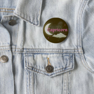 Capricorn Celestial Aesthetic Moon Cloud Stars Art 2 Inch Round Button