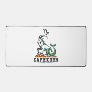 Capricorn Charcoal Green Sea Goat Art Desk Mat