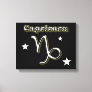 Capricorn chrome symbol canvas print