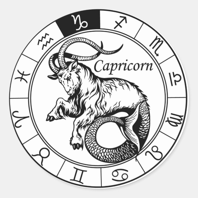 capricorn classic round sticker (Front)