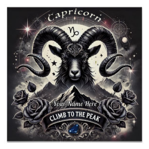 Capricorn “Climb to the Peak” Glossy Poster