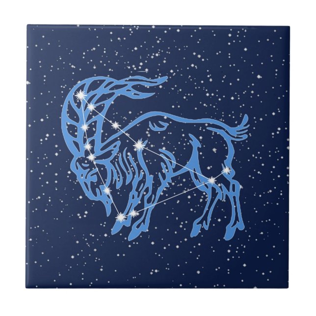 Capricorn  Constellation and Sun Sign with Stars Tile (Front)