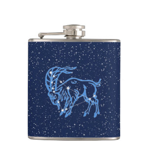 Capricorn Constellation and Zodiac Sign with Stars Hip Flask
