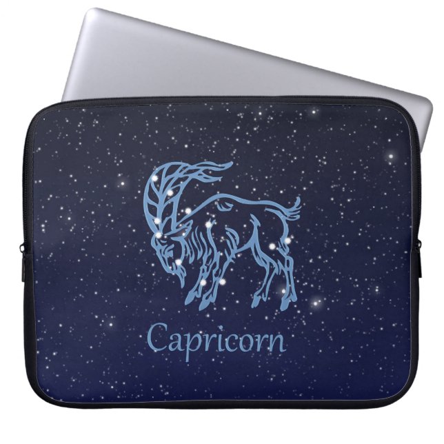 Capricorn Constellation and Zodiac Sign with Stars Laptop Sleeve (Front)