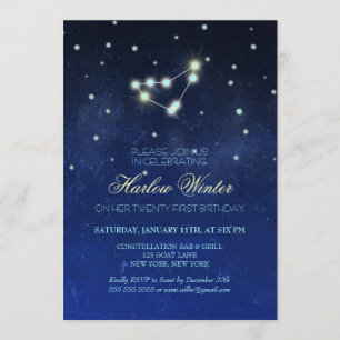 Capricorn Constellation Birthday Party Invitation