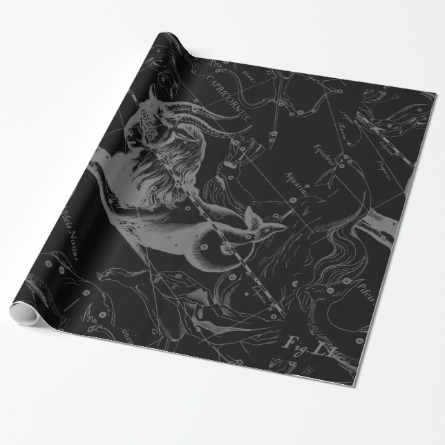 Capricorn Constellation Hevelius 1690 Engraving Wrapping Paper (Unrolled)