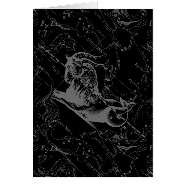 Capricorn Constellation Hevelius 1690 on Black (Front)