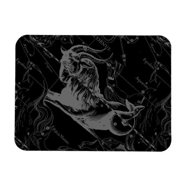 Capricorn Constellation Hevelius 1690 on Black Magnet (Horizontal)