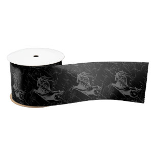 Capricorn Constellation Hevelius 1690 on Black Satin Ribbon