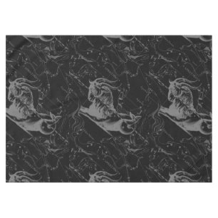 Capricorn Constellation Hevelius 1690 on Black Tablecloth