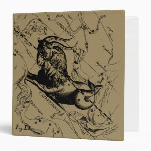Capricorn Constellation Hevelius 1690 on Taupe Binder