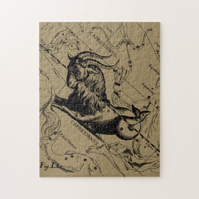 Capricorn Constellation Hevelius 1690 on Taupe Jigsaw Puzzle (Vertical)