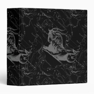 Capricorn Constellation Map Hevelius 1690 on Black Binder