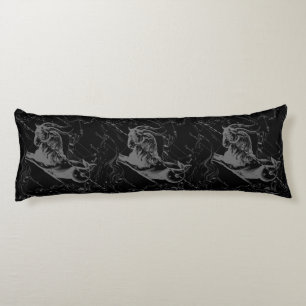 Capricorn Constellation Map Hevelius 1690 on Black Body Pillow