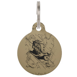 Capricorn Constellation Map Hevelius circa 1690 Pet Tag