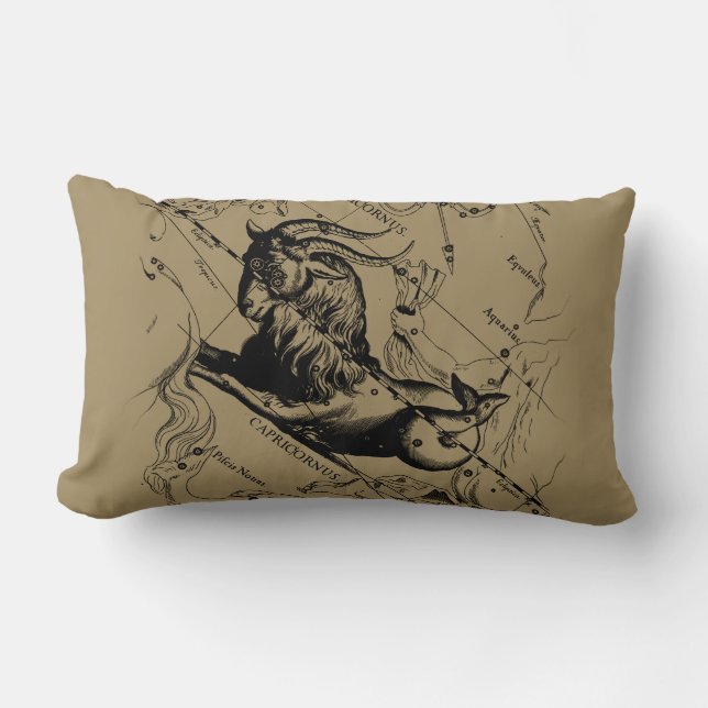 Capricorn Constellation Map Hevelius Engraving Lumbar Pillow (Front)