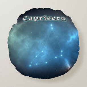Capricorn constellation round pillow