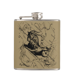 Capricorn Constellation Vintage Engraving Hevelius Hip Flask