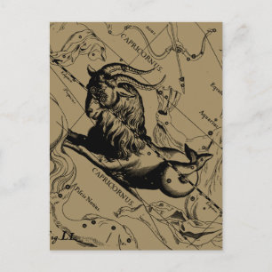 Capricorn Constellation Vintage Engraving Hevelius Postcard