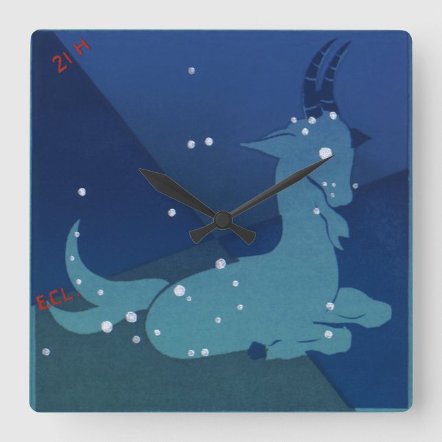 Capricorn Constellation, Vintage Zodiac, Astrology Square Wall Clock (Front)