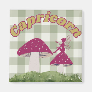 Capricorn Cottagecore Aesthetic Fairy Mushroom Art Magnet
