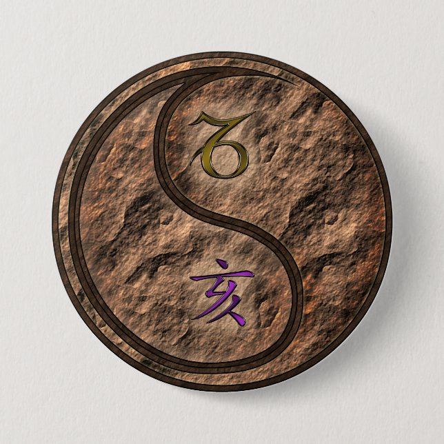 Capricorn & Earth Boar 3 Inch Round Button (Front)