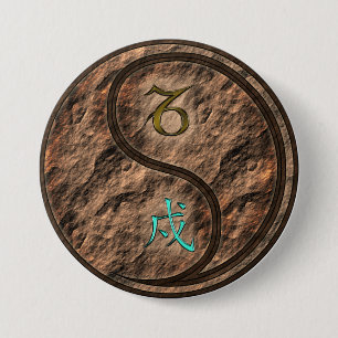 Capricorn & Earth Dog 3 Inch Round Button