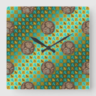 Capricorn & Earth Dog Square Wall Clock