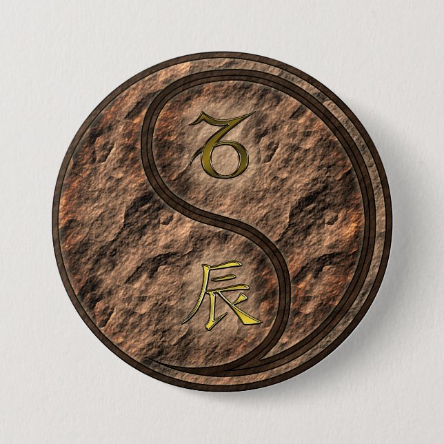 Capricorn & Earth Dragon 3 Inch Round Button (Front)