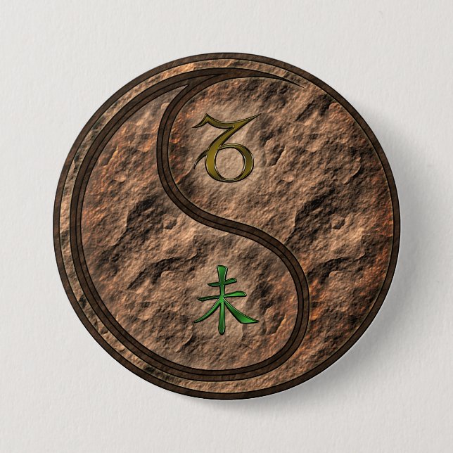 Capricorn & Earth Goat 3 Inch Round Button (Front)