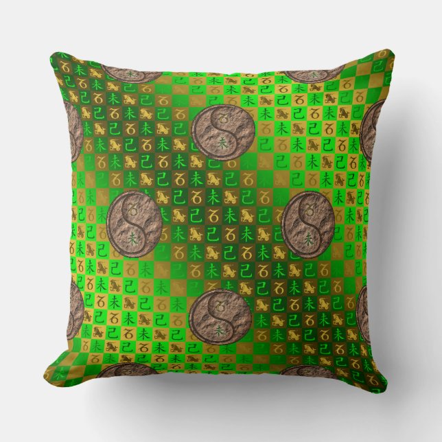 Capricorn & Earth Goat Throw Pillow (Front)