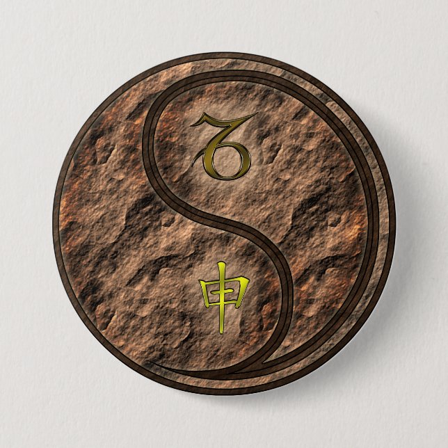 Capricorn & Earth Monkey 3 Inch Round Button (Front)