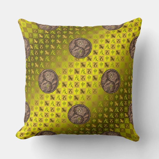 Capricorn & Earth Monkey Throw Pillow (Front)