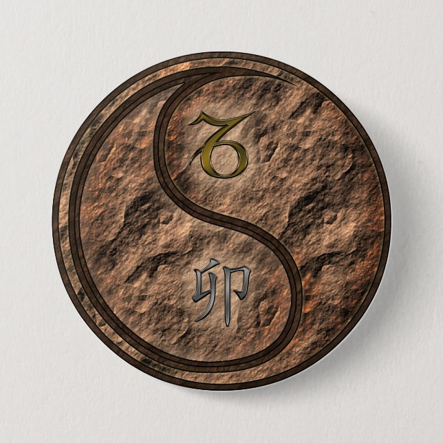 Capricorn & Earth Rabbit 3 Inch Round Button (Front)