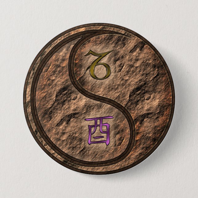 Capricorn & Earth Rooster 3 Inch Round Button (Front)
