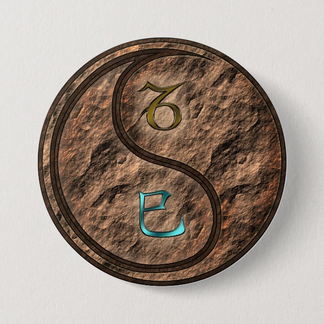 Capricorn & Earth Snake 3 Inch Round Button (Front)