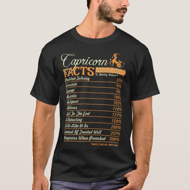 Capricorn Facts Problem Solving Sarcastic T-Shirt (Front)