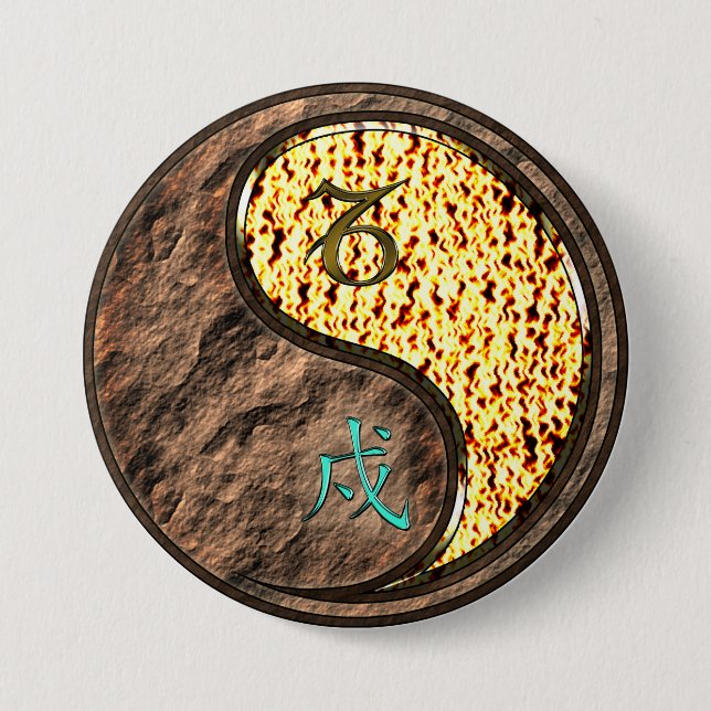 Capricorn & Fire Dog 3 Inch Round Button (Front)