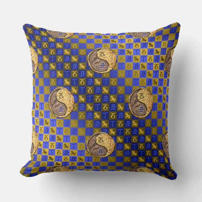 Capricorn & Fire Ox Throw Pillow (Front)