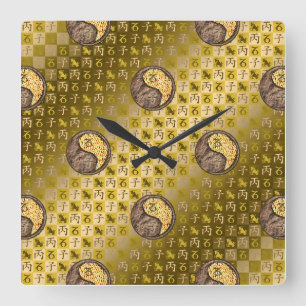 Capricorn & Fire Rat Square Wall Clock
